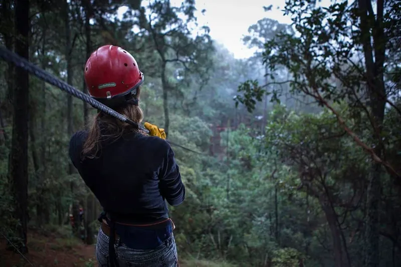 Ekopark Tapalpa adventure park with zip lines and outdoor activities in the Jalisco pine forest