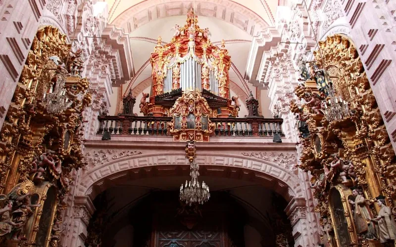 Santa Prisca church in Taxco during clear December dry-season weather