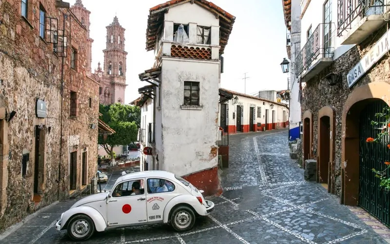 Taxco hillside view during a clear December afternoon