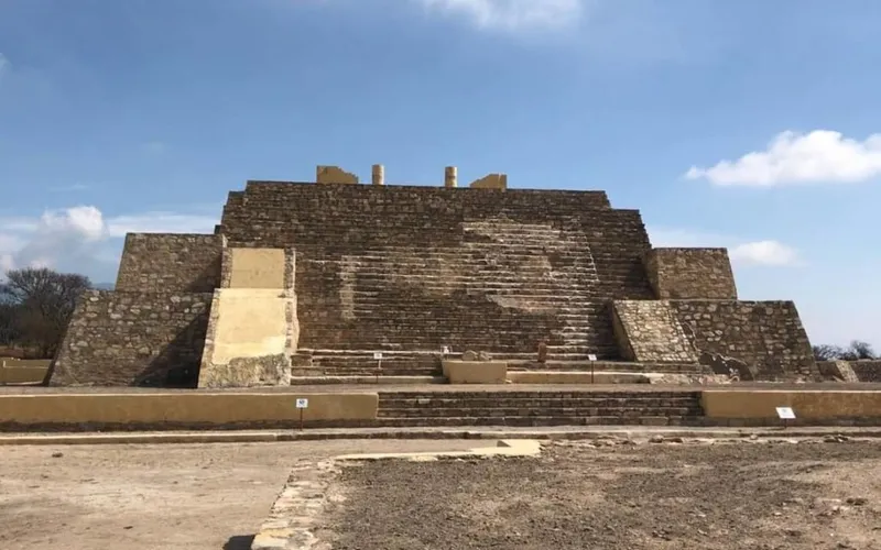 Ancient Popoloca pyramids and temple structures at the Tehuacan Viejo (Ndachijan) archaeological zone in Puebla