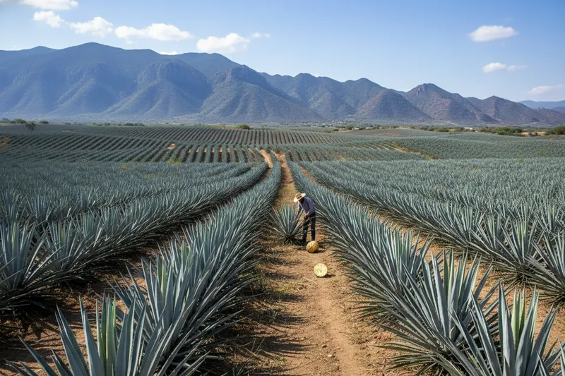 Agave fields near Tequila Jalisco as a dry-season April day trip from Guadalajara