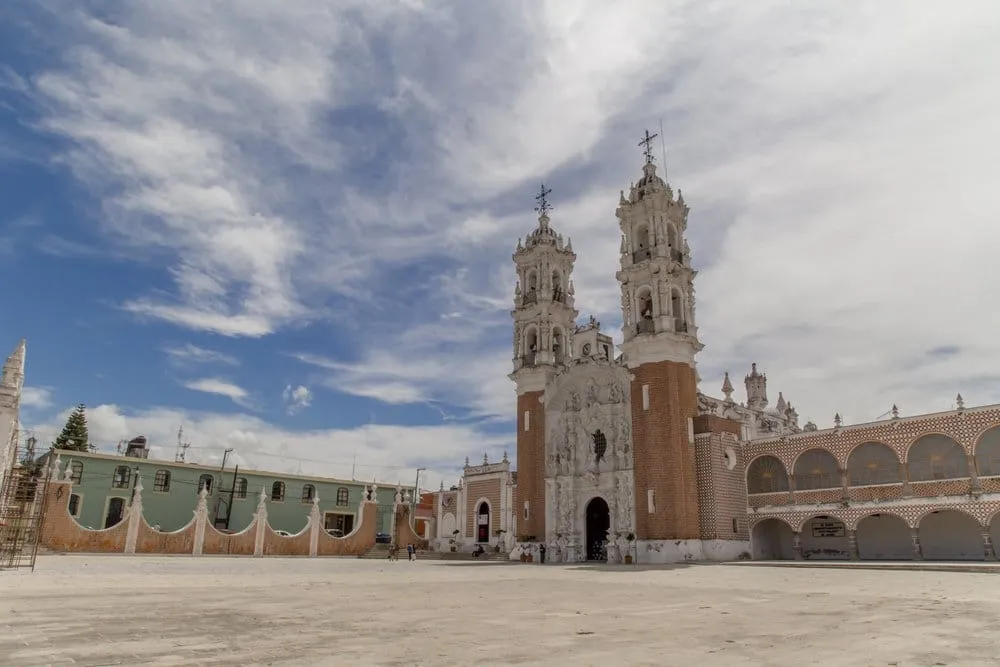 Ornate baroque facade of the Basilica of Ocotlan in Tlaxcala
