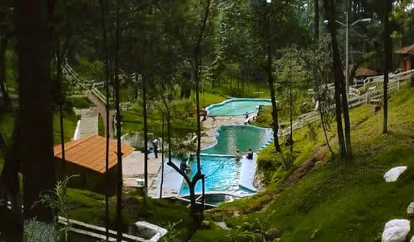 Thermal pool at Los Azufres natural spa resort in Michoacan — mineral-rich water from volcanic activity