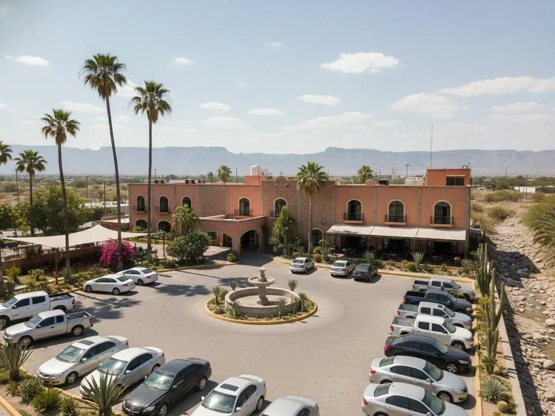 Torreon hotel exterior with parking and easy access for northern Mexico road logistics