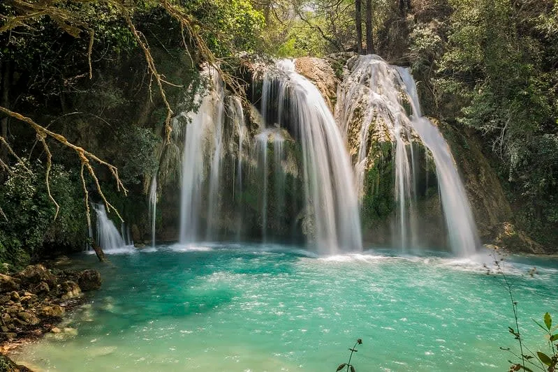 Turquoise pools below El Chiflon waterfalls in Chiapas