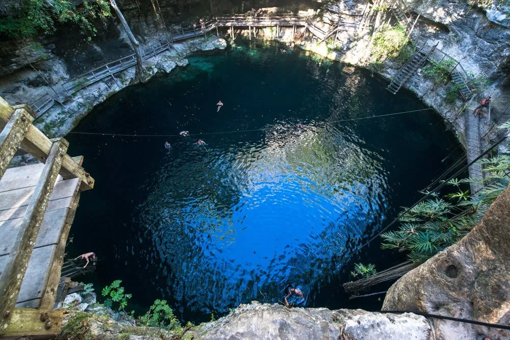 Cenote X'Canché open-air cenote at Ek Balam archaeological zone, Yucatán