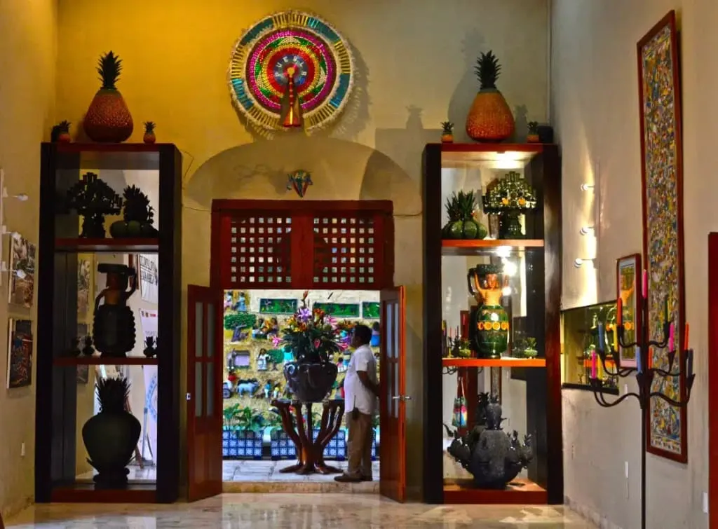 Folk art courtyard inside Casa de los Venados in Valladolid
