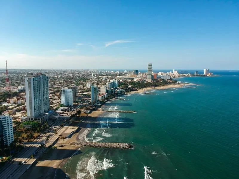 Veracruz beach scene in November with Gulf Coast water