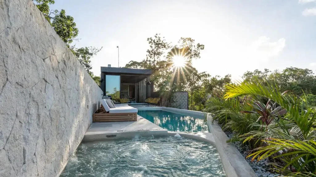 Villa LaGu pool and lounge area in Tulum Quintana Roo