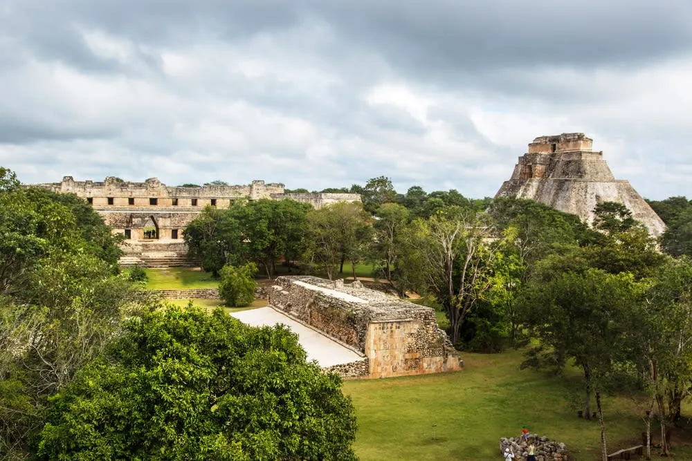 Uxmal stone pyramid and Puuc architecture in Yucatan