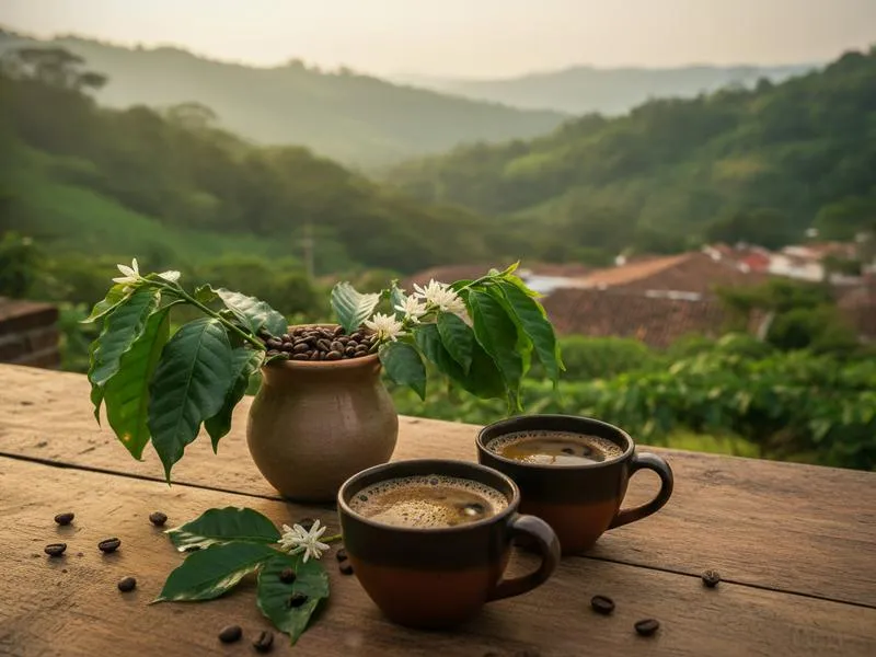 Fresh Veracruz coffee served inside a shaded highland café near Coatepec