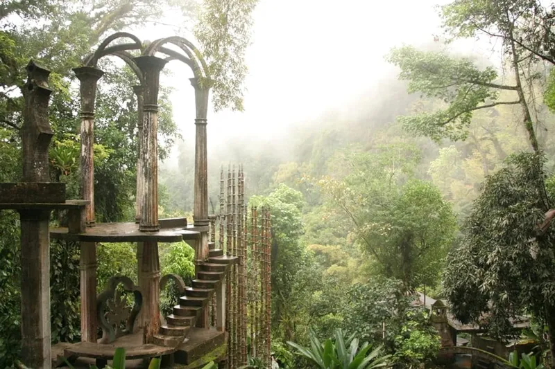 Lush mountain forest and waterfall scenery after summer rain in eastern Mexico