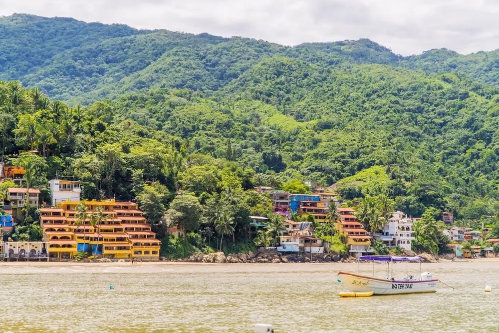Hillside guesthouses overlooking Yelapa beach and the Pacific coast