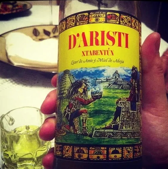 Xtabentun liqueur bottle — traditional Yucatan anise honey spirits made from Melipona stingless bee honey