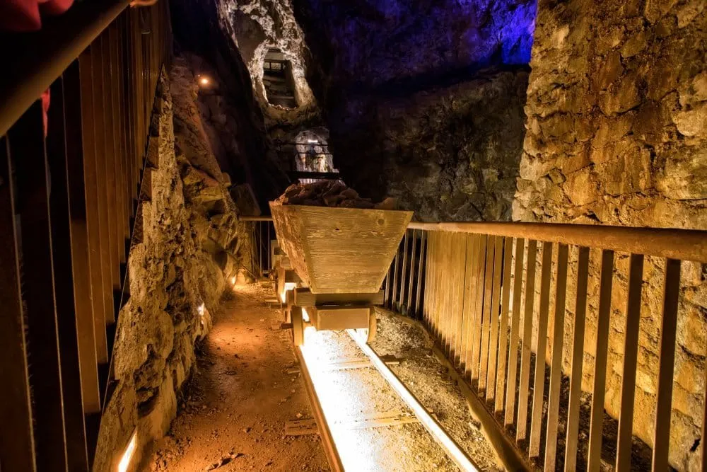 Entrance and mining tunnel exhibits at El Eden Mine