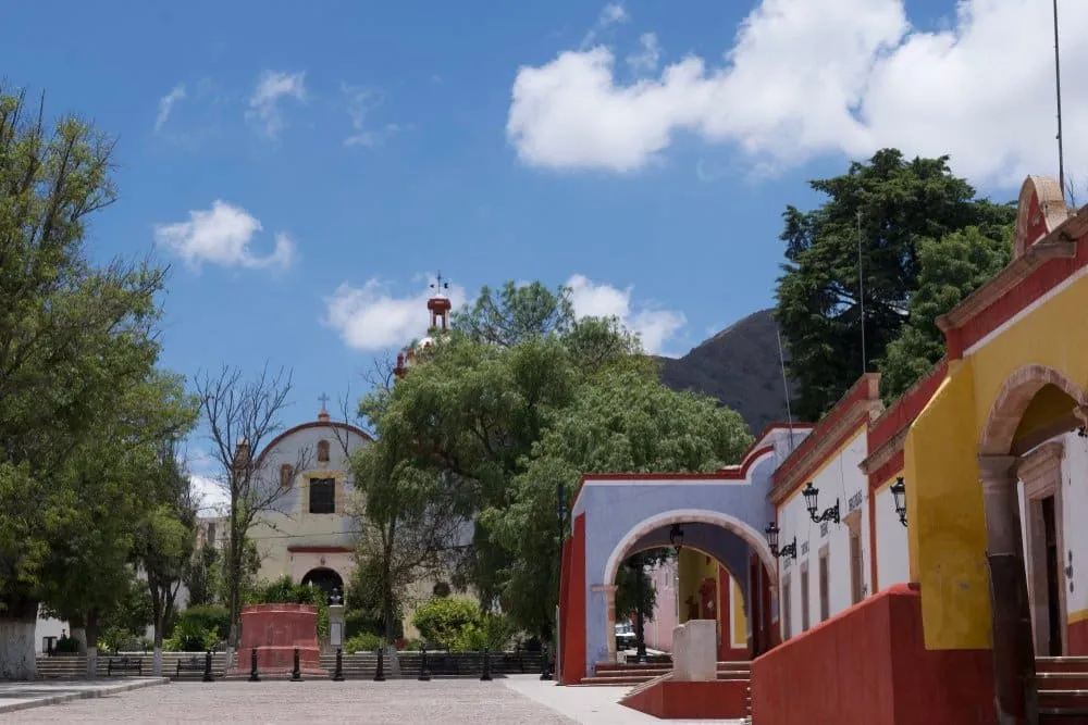 Colorful colonial buildings in the magical town of Pinos