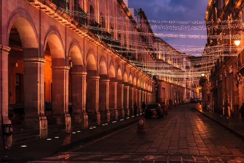 Zacatecas in November with dry highland weather and pink-stone colonial streets