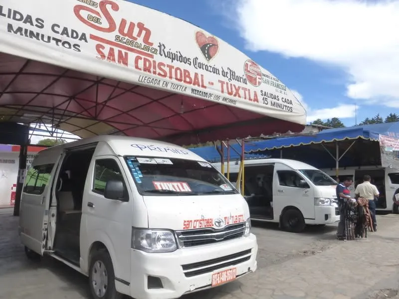 Shared taxi drop-off near the main plaza in Zinacantán