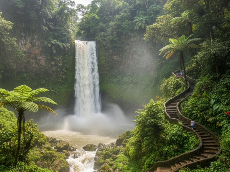 Eyipantla waterfall in Veracruz pouring 50 meters into a misty jungle canyon, the filming location for Apocalypto