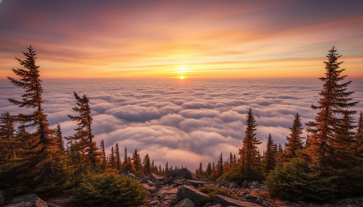Sunset Above Clouds view from mountain mirador