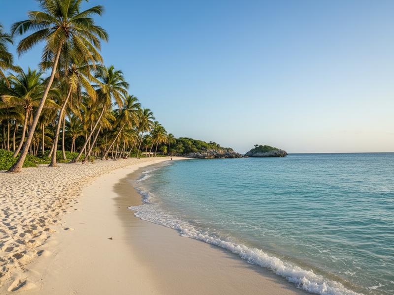 Narrow colonial street in Campeche with colorful painted buildings in yellow pink and blue