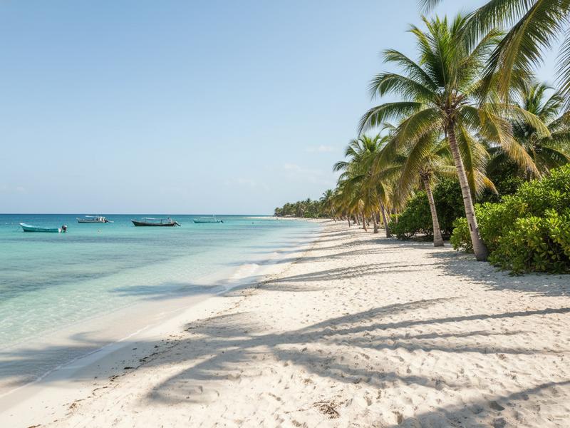 Dramatic orange sunset over the Gulf of Mexico viewed from Campeche's waterfront malecón promenade