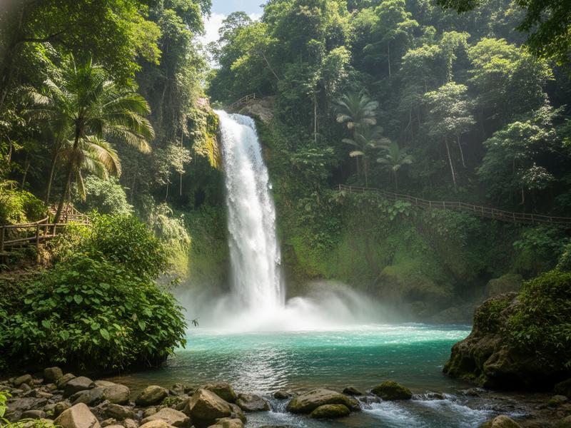 Dramatic 120-meter Velo de Novia waterfall at El Chiflon cascading down cliff face