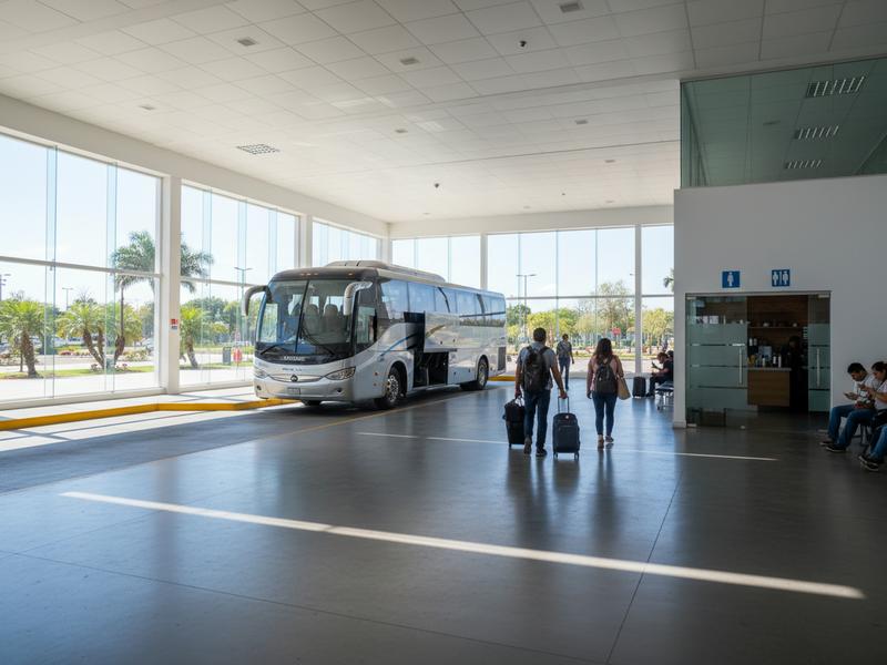 Modern bus station in Ciudad Valles with long-distance coaches