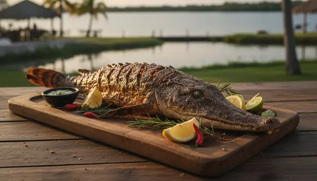 Roasted Pejelagarto fish dish