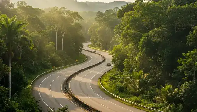 Road travel to Comalcalco Ruins