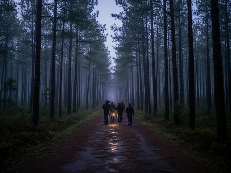 Guided night trail in the Nanacamilpa forest during Tlaxcala firefly season