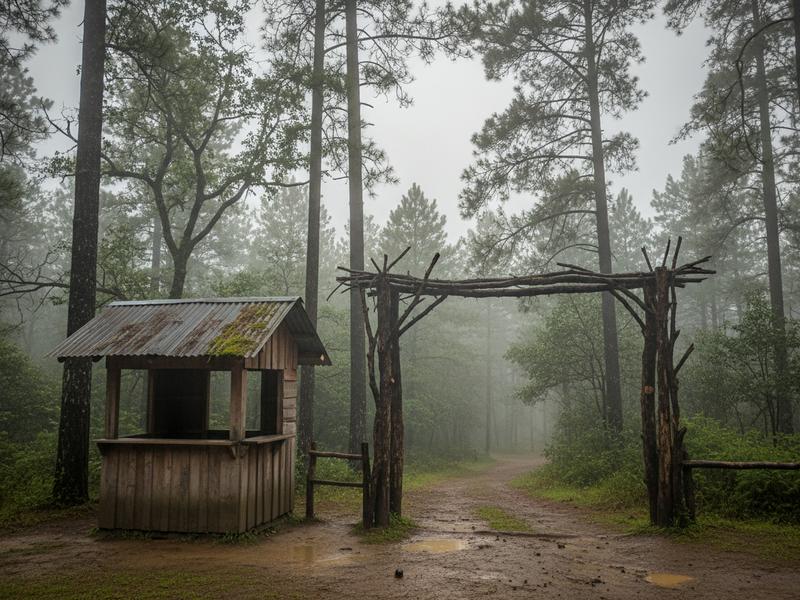 Small forest ticket office for a Tlaxcala firefly sanctuary tour