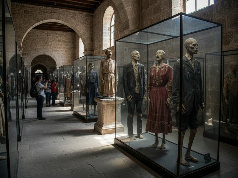 Mummy Museum Guanajuato naturally mummified remains display