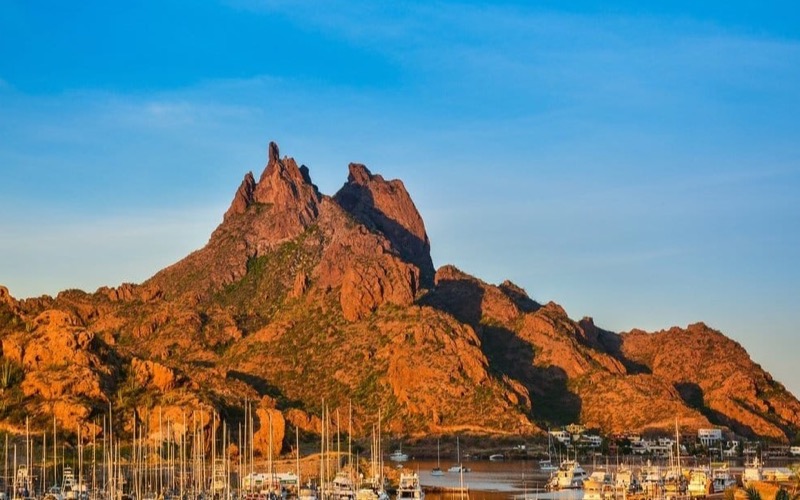 Guaymas waterfront and Sea of Cortez after a hot July day in Sonora