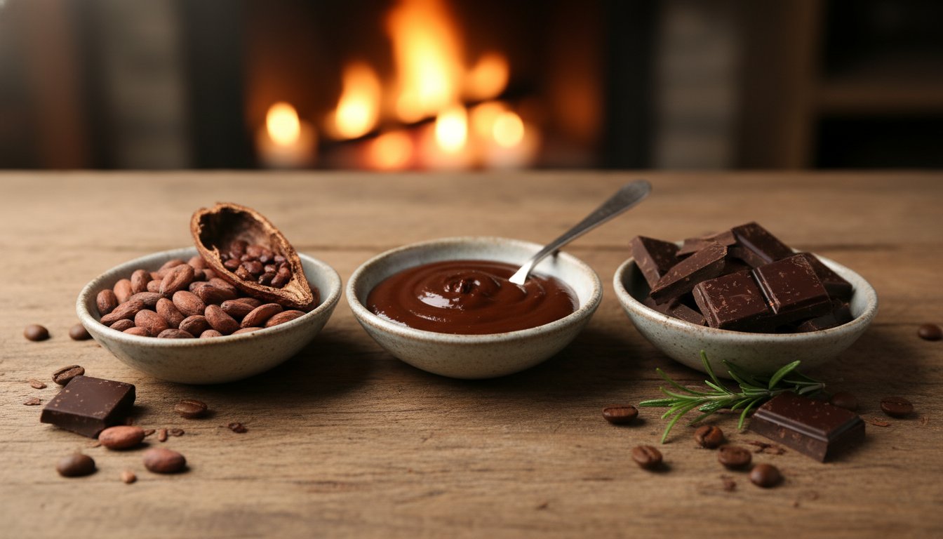 CACEP chocolate tasting flight progression from 100% dark to white chocolate with gourmet filled varieties