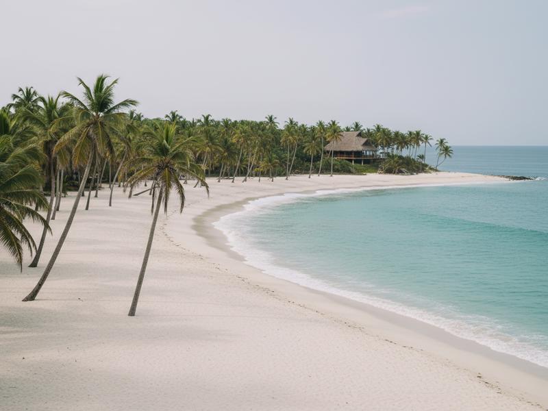 Tranquil beach along Jalisco Costa Alegre with traditional fishing boats on sand and palm trees providing shade