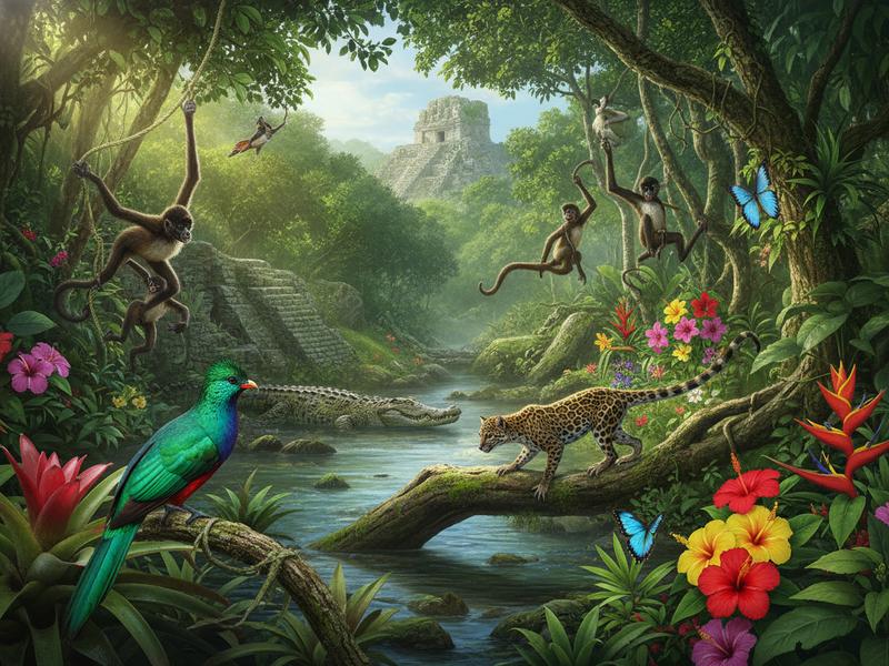 Mexico's diverse ecosystems showcasing coral reefs, jungle, and desert landscapes representing the country's extraordinary biodiversity