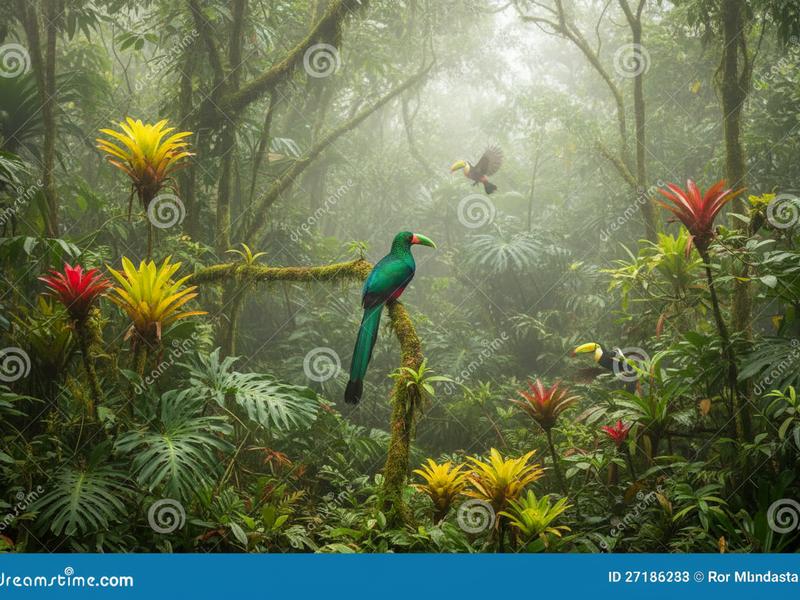 Sustainable eco-lodge nestled in the Mexican jungle with thatched roof and surrounded by tropical vegetation