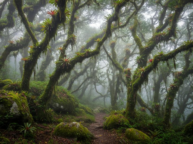 Misty cloud forest in the Sierra Norte mountains above Oaxaca City during summer rainy season