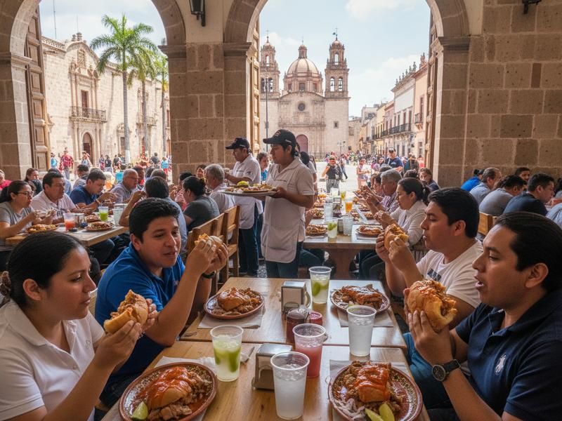 Traditional Guadalajara restaurant scene showing tortas ahogadas and local prices that demonstrate excellent value