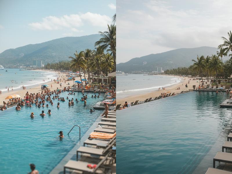 Side-by-side comparison of Puerto Vallarta hotel prices in high season vs low season showing dramatic differences