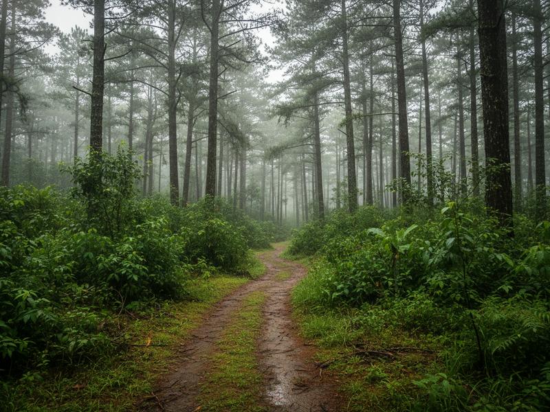 Green rainy season forest near Nanacamilpa where fireflies appear from June to August