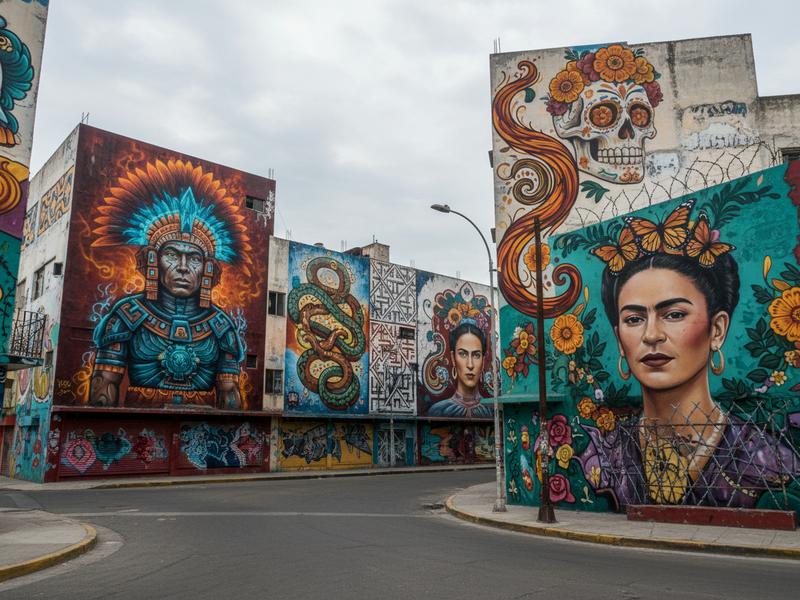 colorful street art murals on buildings in tijuana mexico urban cultural scene