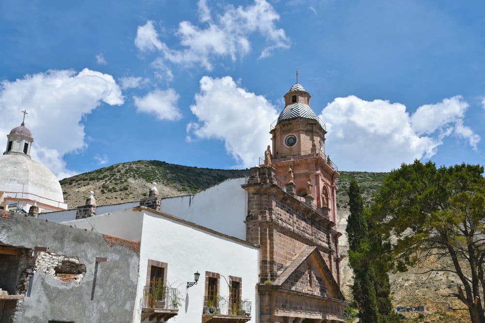 Real de Catorce main street — colonial stone architecture along the pedestrian street of the San Luis Potosí ghost town