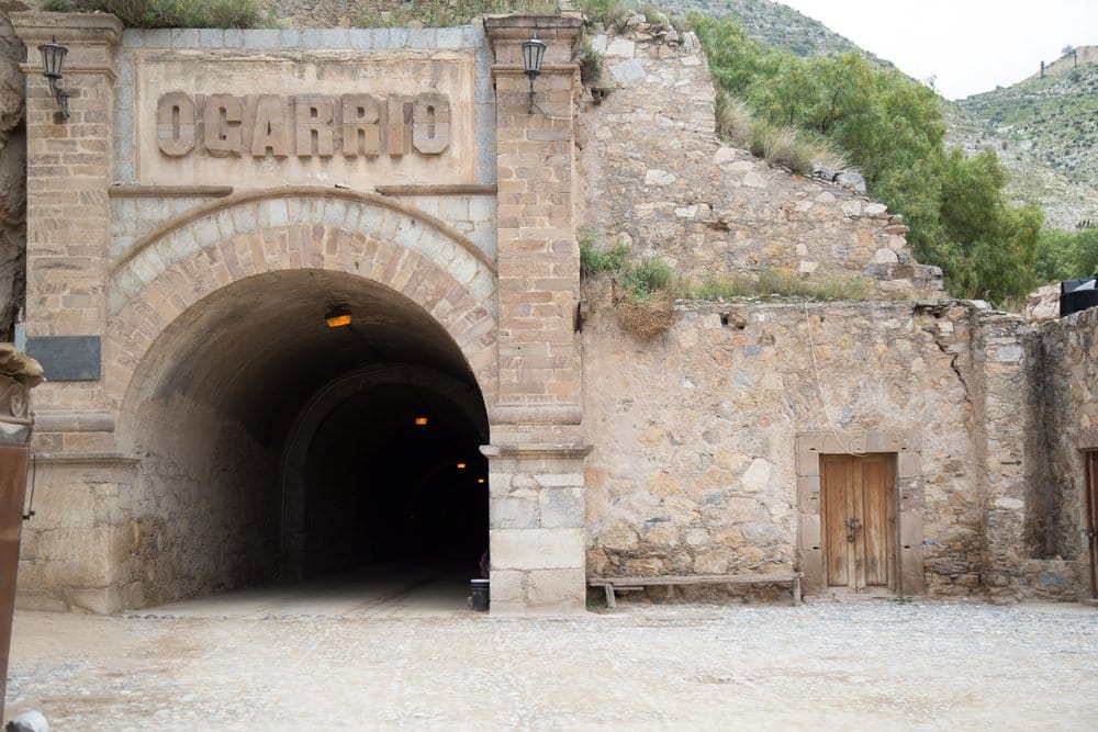 Real de Catorce desert landscape — stone buildings of the ghost town surrounded by the semi-arid mountains of San Luis Potosí