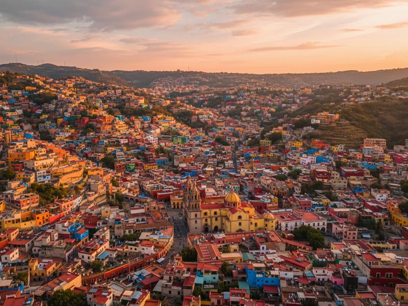 Colorful hillside houses of Guanajuato City from the Pípila viewpoint