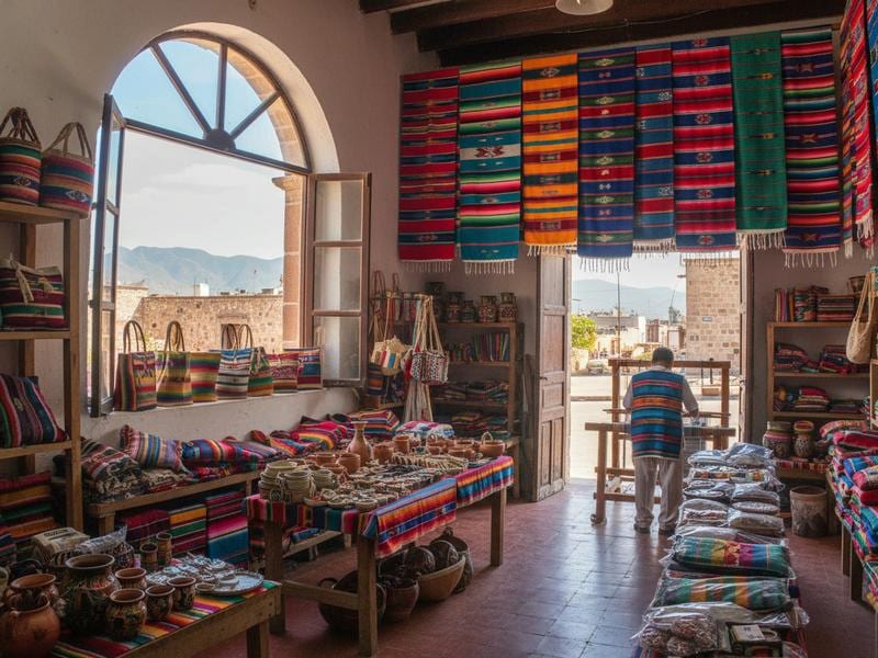 Sarape textiles and northern Coahuila food after a warm day in Saltillo
