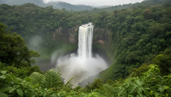 Views of the powerful waterfall mist from the viewing deck