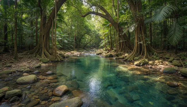 Clear freshwater currents flowing at Poza de los Enanos near Sontecomapan