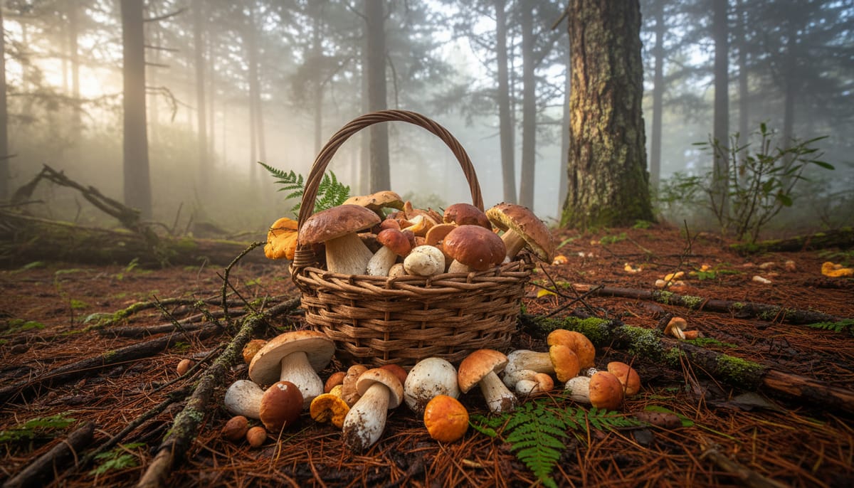 Foraging Wild Mushrooms Sierra Norte Forest Floor